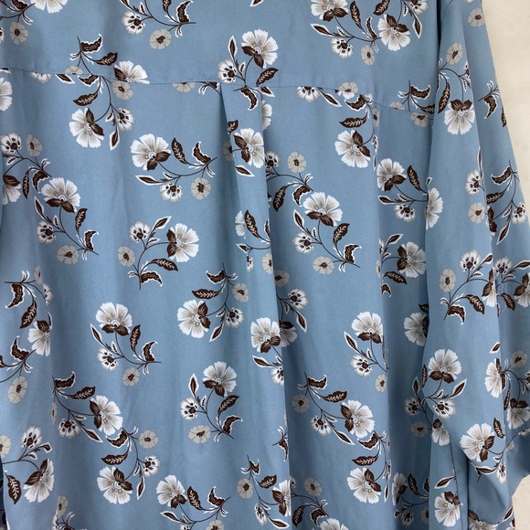 Torrid Harper Blouse Women 3 Blue Floral 3/4 Sleeve V-Neck Top Cottagecore Boho - Picture 7 of 7